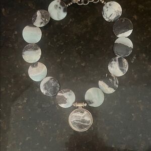 Elegant Black and White Stone Necklace